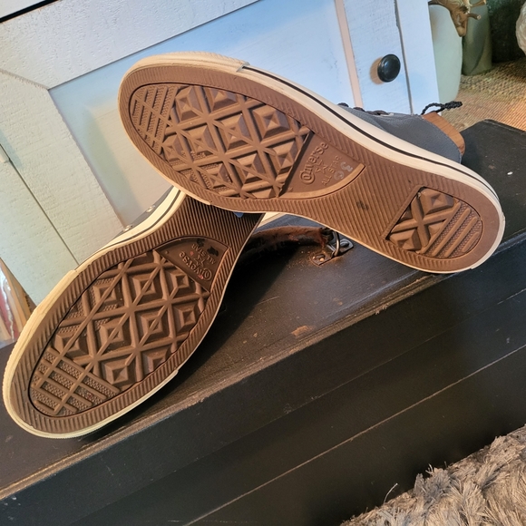 Converse Allstar Grey Leather Faux Fur Hi Storm~LNEUC (Mens7) Unisex (Wmn9) - Picture 5 of 11